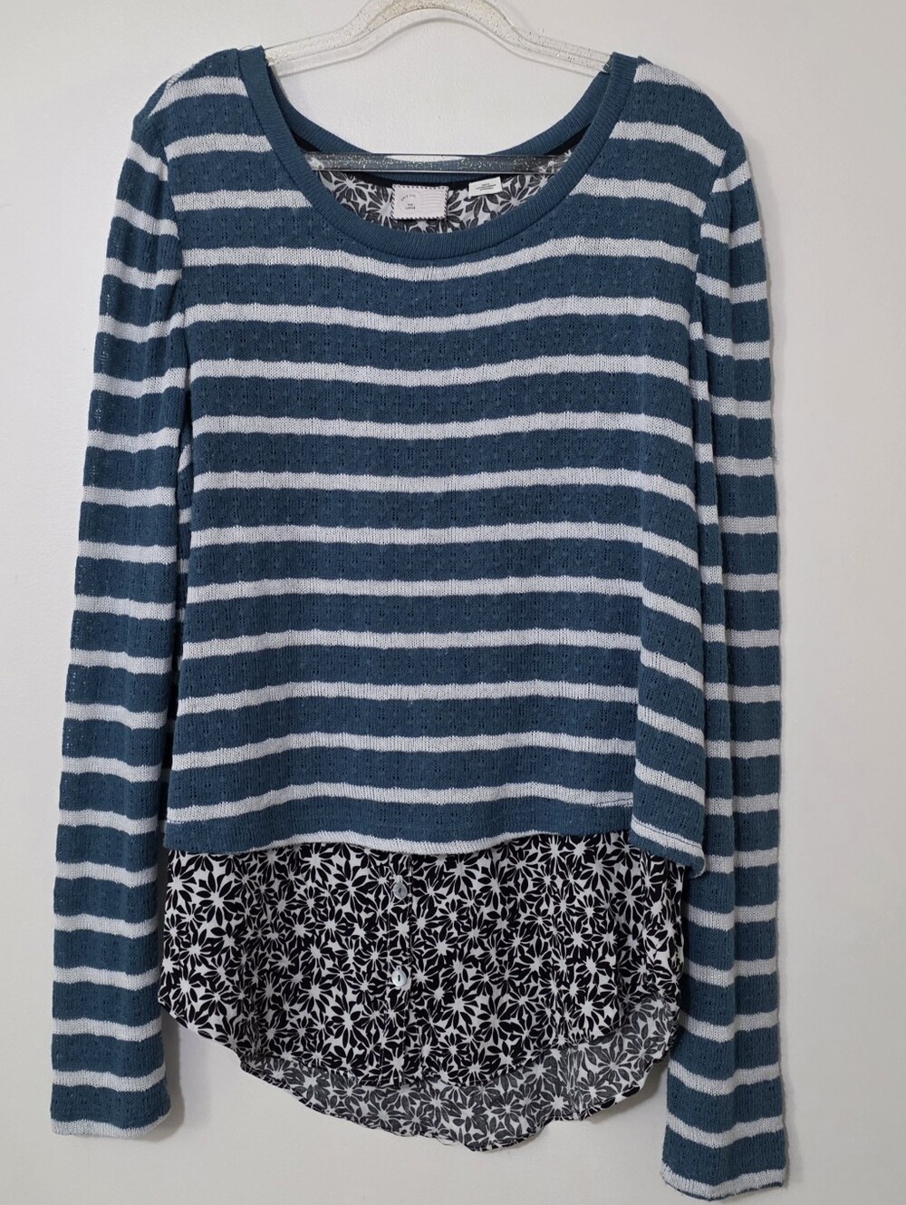 Anthropologie Postmark Layered Tunic Top Coastal Effortless Stripes Floral Large